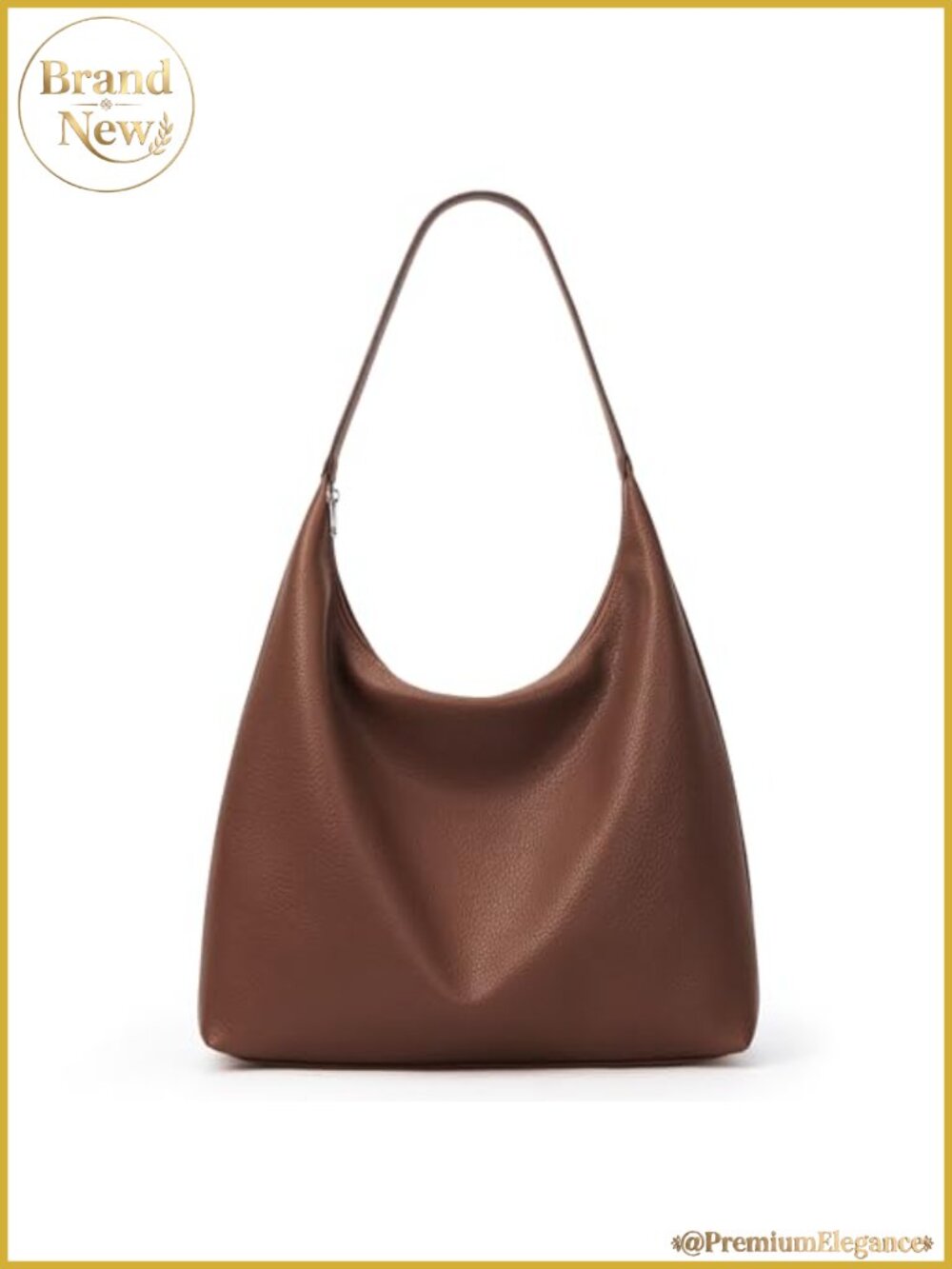 Slouchy Tote Bag Vegan Leather Crescent Hobo Zipper Shoulder Bag